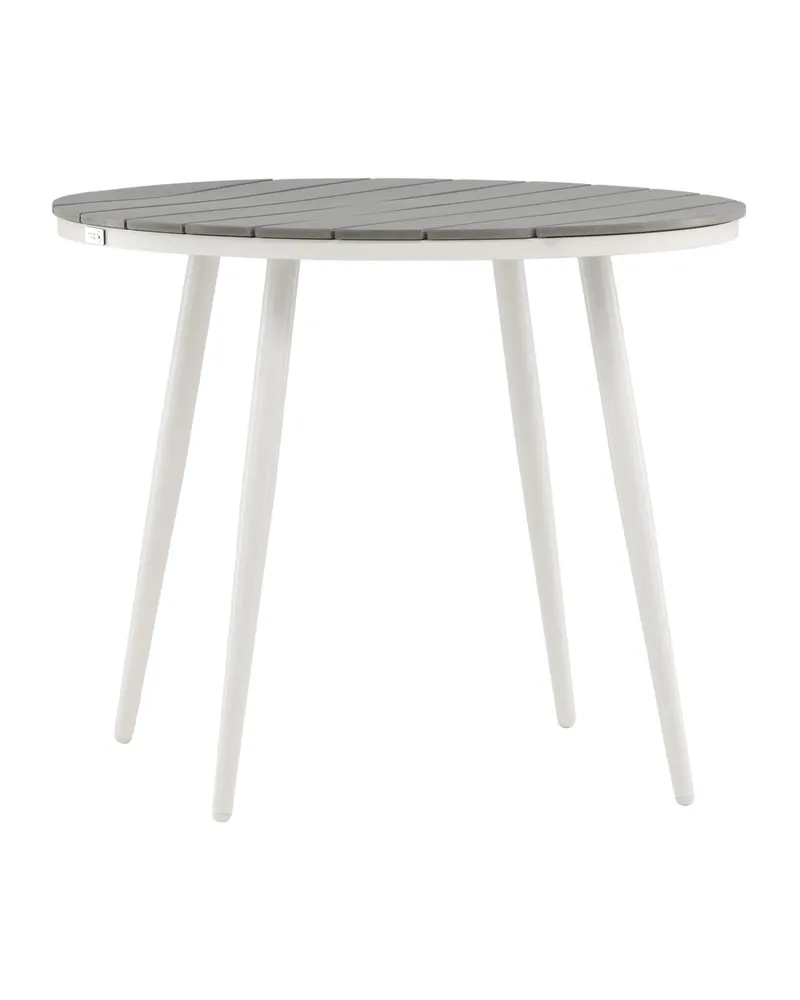Break runder Gartentisch mit schräg gestellten Beinen in Ø 90 cm, Grau, Gestell Weiß, Ansicht 5