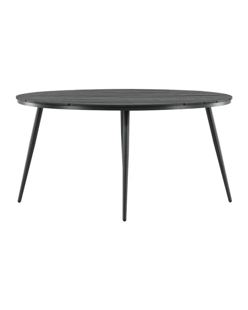 Break runder Gartentisch mit schräg gestellten Aluminiumbeinen, Grau, Gestell Weiß