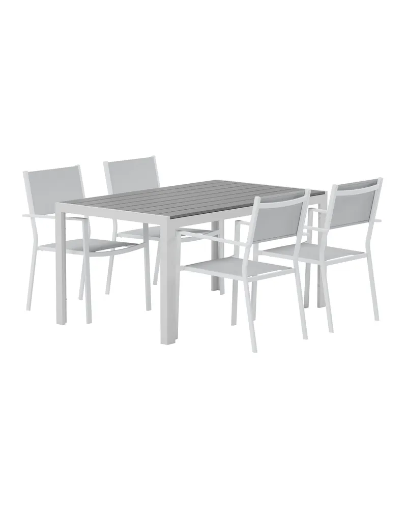Break & Copacabana Gartenmöbel-Set mit 4 Stühlen in Grau, Gestell Weiß, Ansicht 1