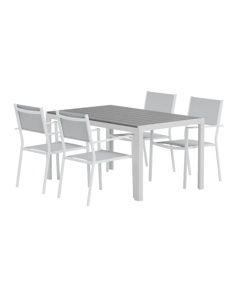 Break & Copacabana Gartenmöbel-Set mit 4 Stühlen in Grau, Gestell Weiß, Ansicht 3