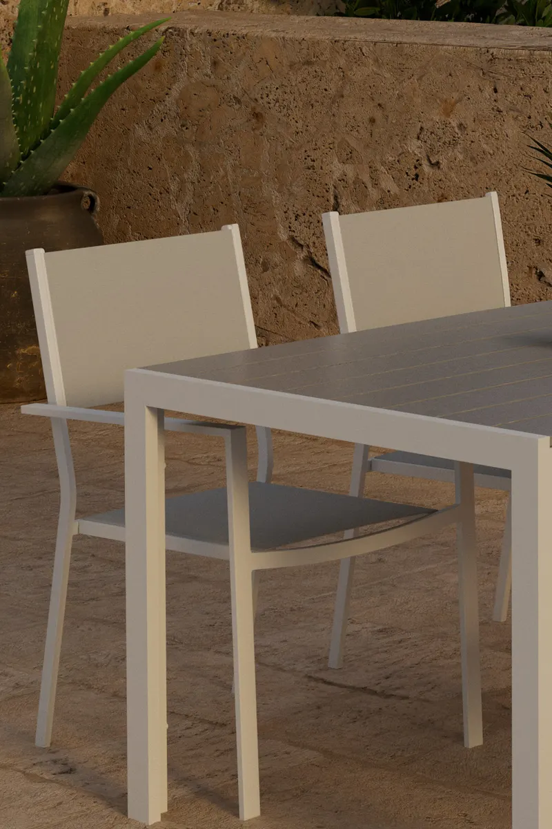 Break & Copacabana Gartenmöbel-Set mit 4 Stühlen in Grau, Gestell Weiß, im Wohnraum, Ansicht 2