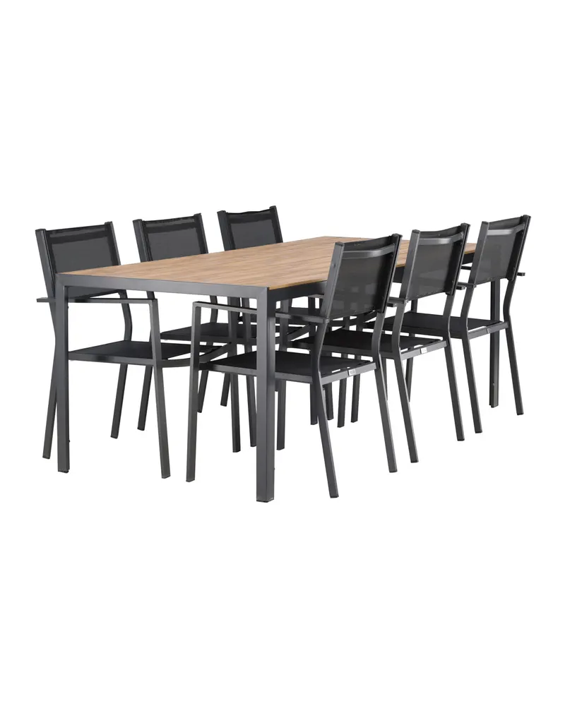 Break & Copacabana Gartenmöbel-Set mit 6 Stühlen, Tisch 205 × 90 cm