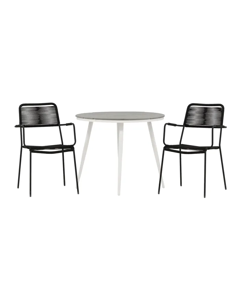Break & Lindos Gartenmöbel-Set mit rundem Tisch und 2 Seilstühlen, Ansicht 1