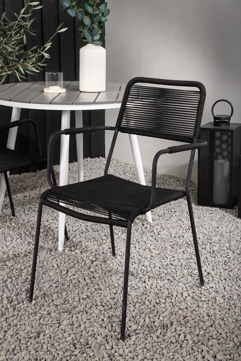 Break & Lindos Gartenmöbel-Set mit rundem Tisch und 2 Seilstühlen, im Wohnraum, Ansicht 3