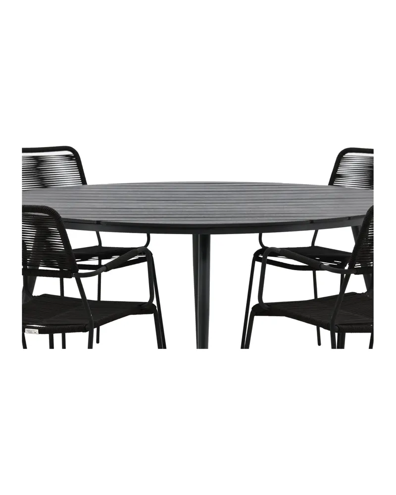 Break & Lindos Gartenmöbel-Set rund mit 6 Seilstühlen in Schwarz, Ansicht 13