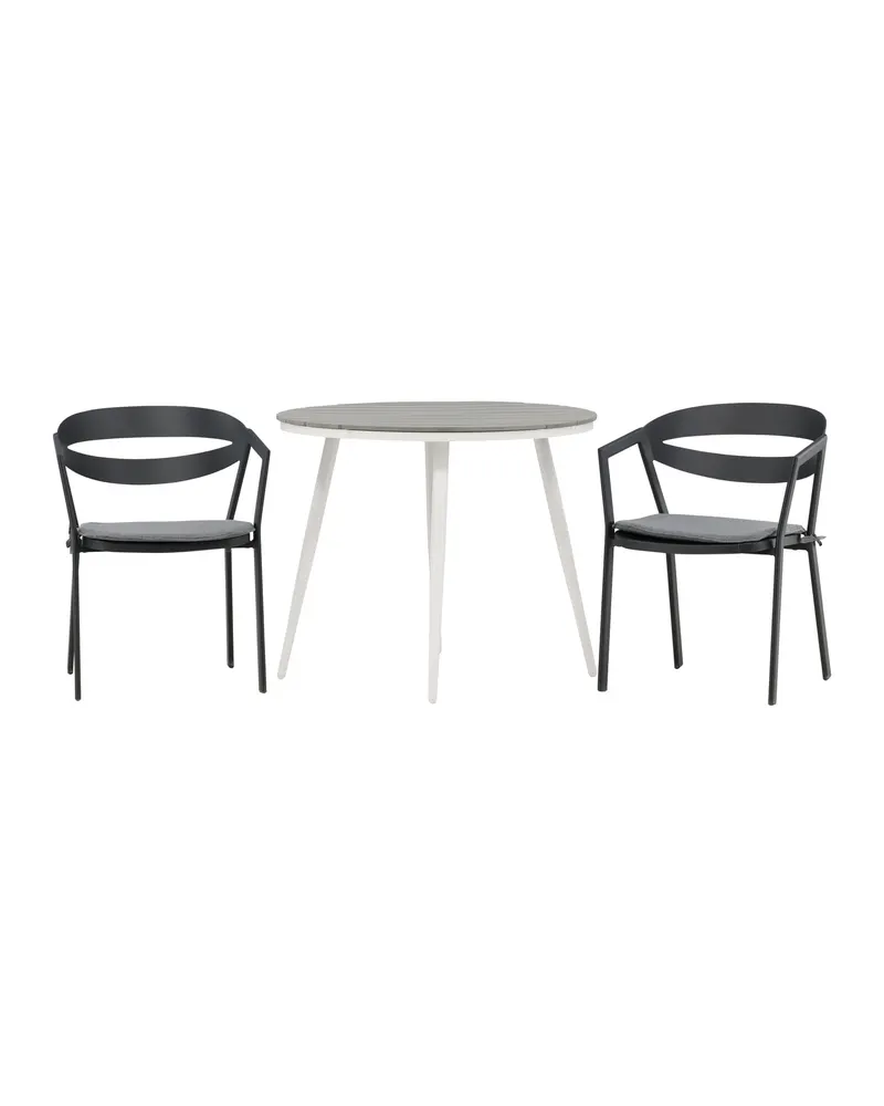 Break & Slit Gartenmöbel-Set rund Ø 90 cm, 2 Armlehnstühle mit Kissen