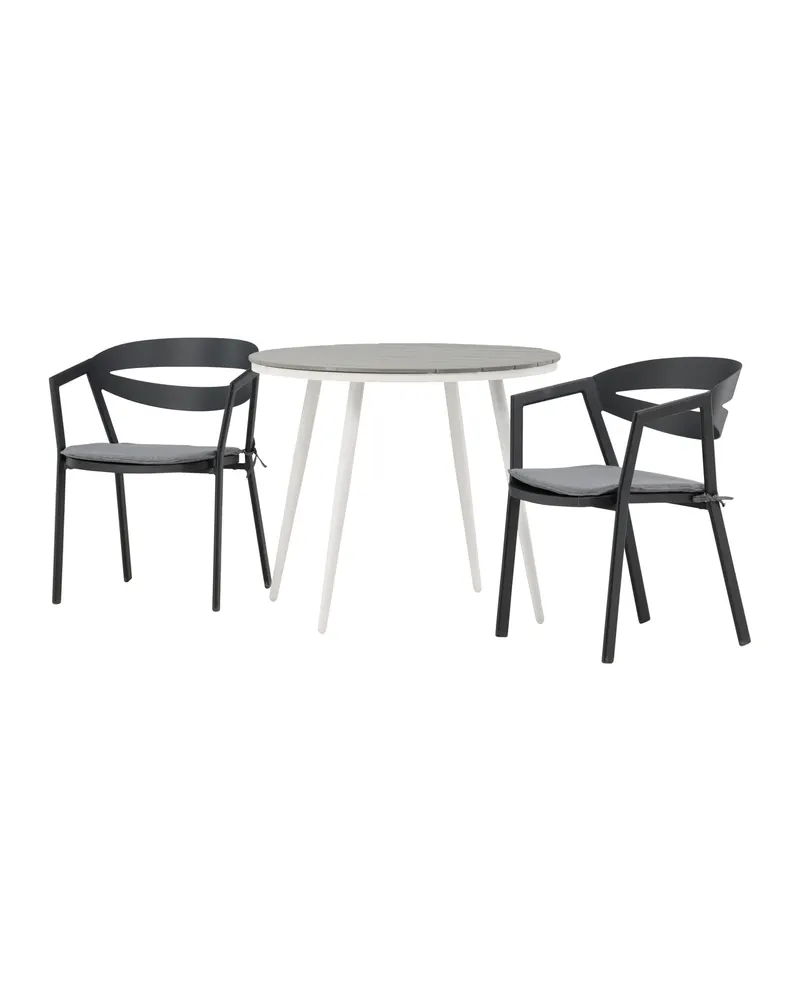 Break & Slit Gartenmöbel-Set mit rundem Tisch und 2 Armlehnstühlen, Ansicht 2