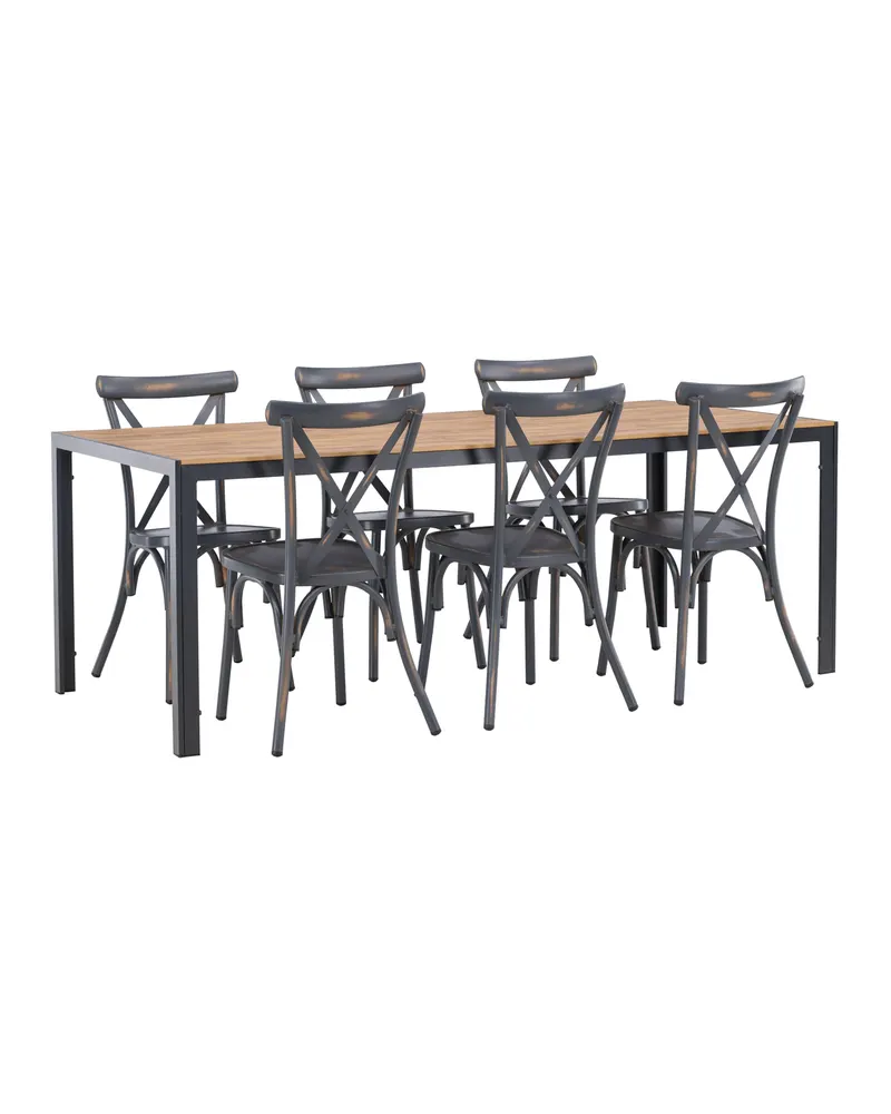 Break & Tablas Gartenmöbel-Set mit langem Tisch und 6 Stühlen, Ansicht 1