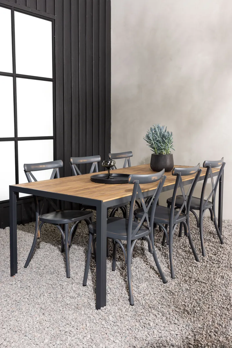 Break & Tablas Gartenmöbel-Set mit langem Tisch und 6 Stühlen, im Wohnraum, Ansicht 1