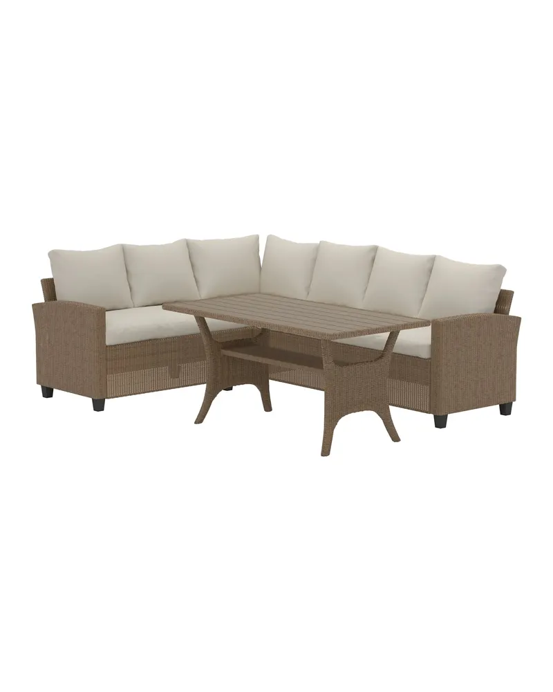 Brentwood Gartenlounge mit Ecksofa und Dining-Tisch in Beige
