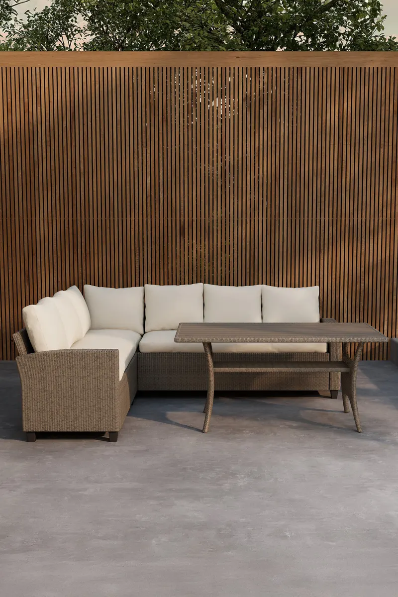 Brentwood Gartenlounge mit Ecksofa und hohem Tisch, im Wohnraum