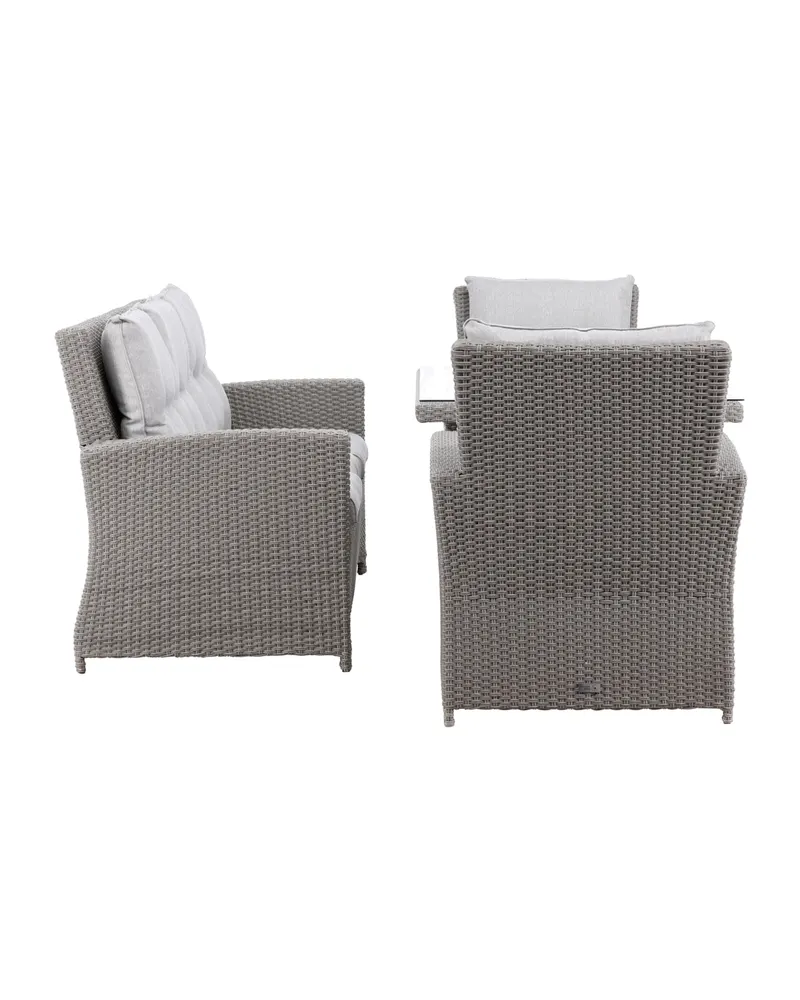 Brentwood Gartenlounge mit Sofa, zwei Sesseln und Glastisch, Ansicht 10