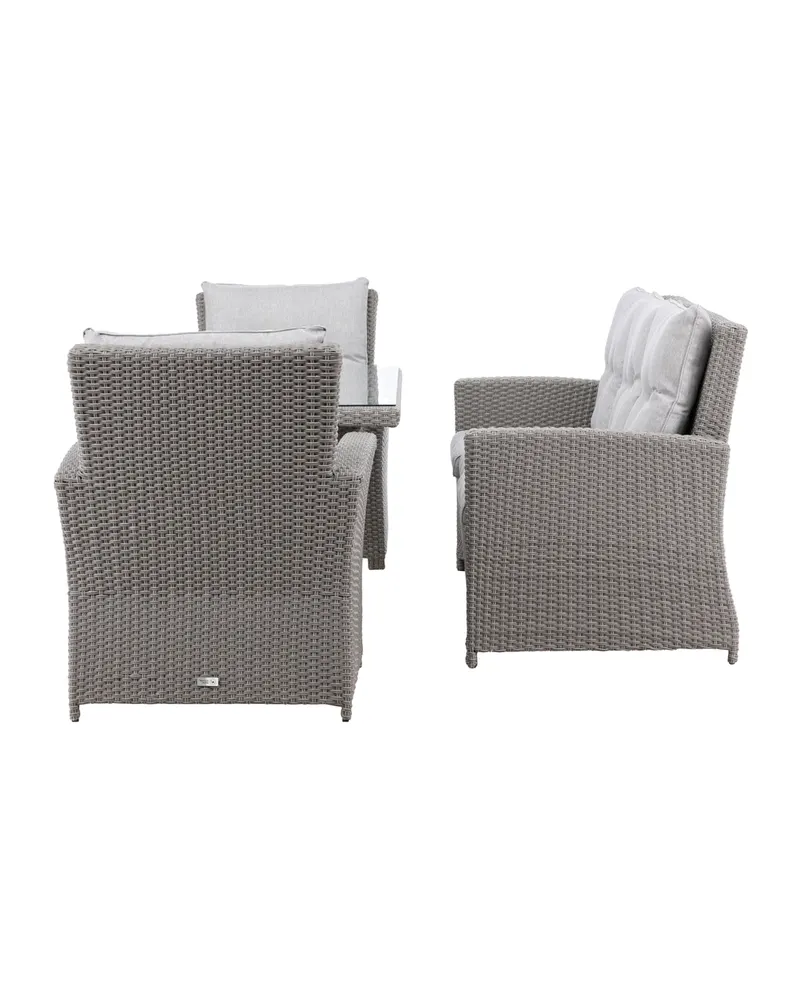 Brentwood Gartenlounge mit Sofa, zwei Sesseln und Glastisch, Ansicht 6