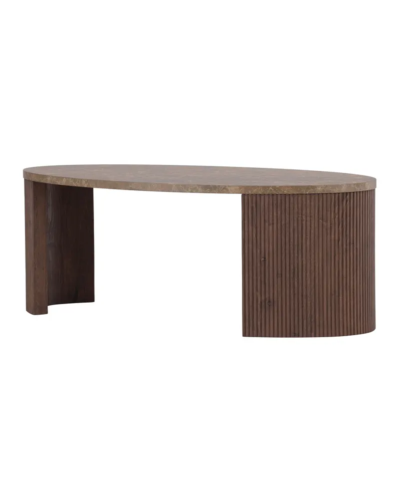 Bristol Couchtisch 120 × 60 cm mit gerillten Wangen in Mokka