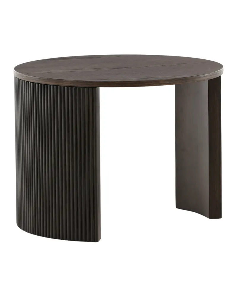 Bristol runder Couchtisch Ø 60 cm mit gerillten Bogenwangen, Beige