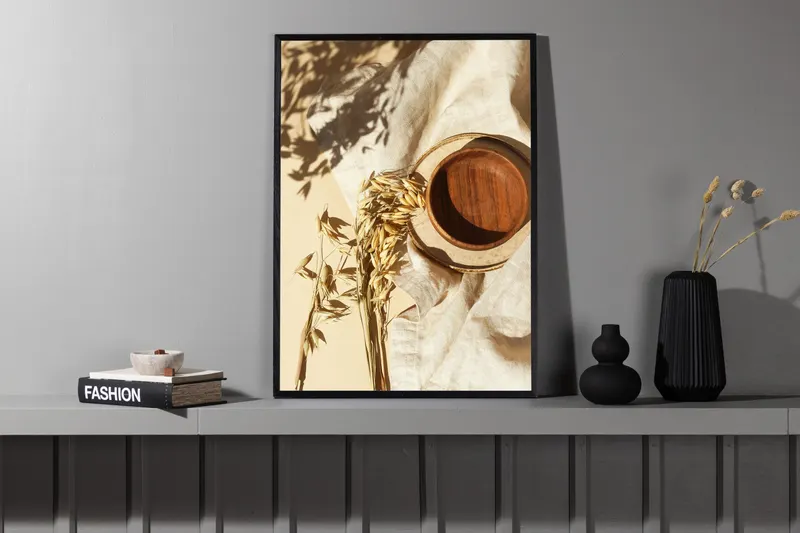 Brown Bowl Poster mit Schale in Draufsicht in 30 × 21 cm, im Wohnraum, Ansicht 2