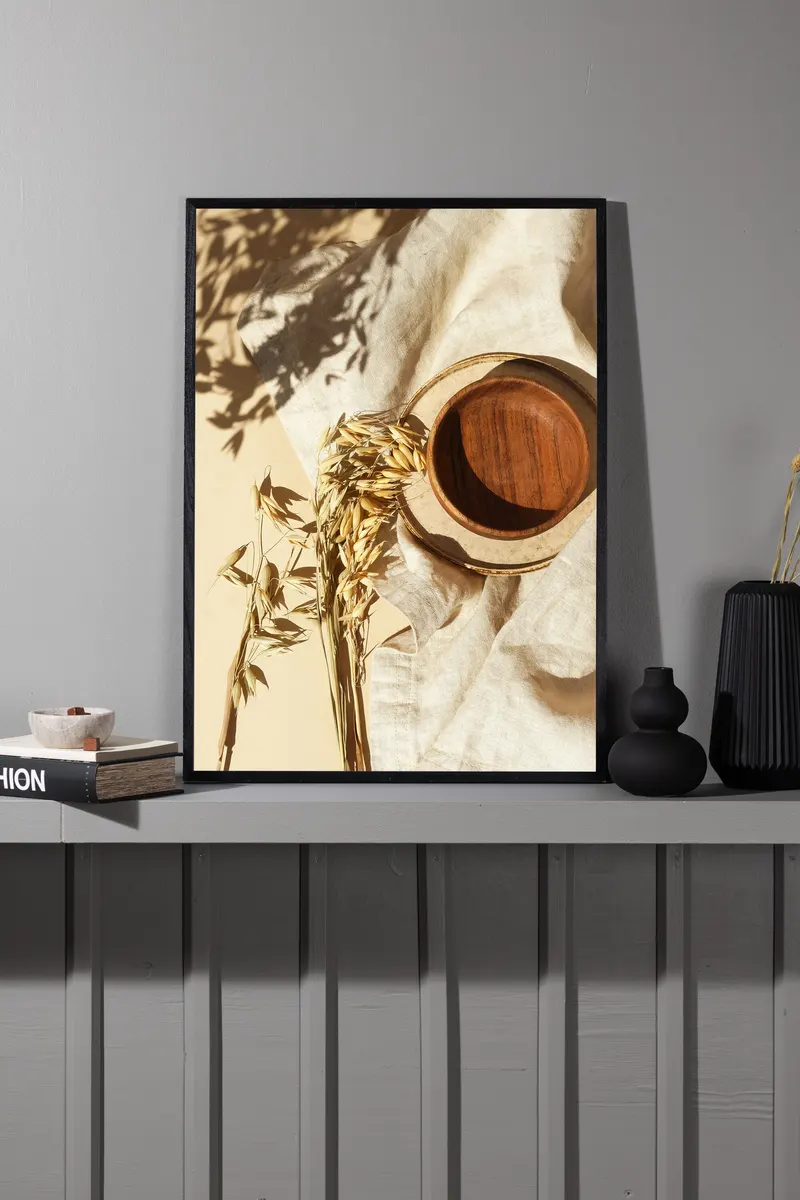 Brown Bowl Poster mit Schale in Draufsicht in 40 × 30 cm, im Wohnraum, Ansicht 1