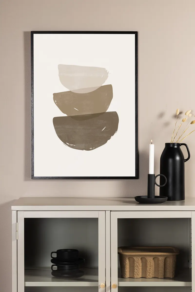 Brush strokes Poster mit gestapelten Halbkreisen in 40 × 30 cm, im Wohnraum, Ansicht 1