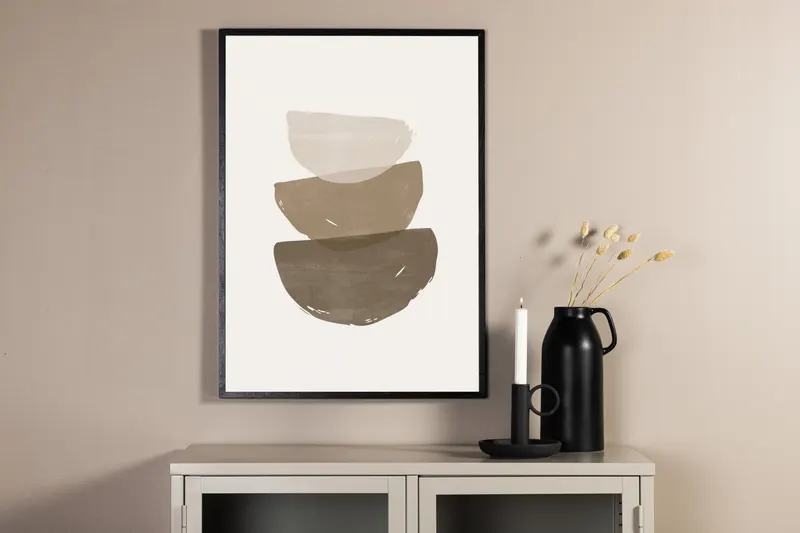 Brush strokes Poster mit gestapelten Halbkreisen in 100 × 70 cm, im Wohnraum, Ansicht 2