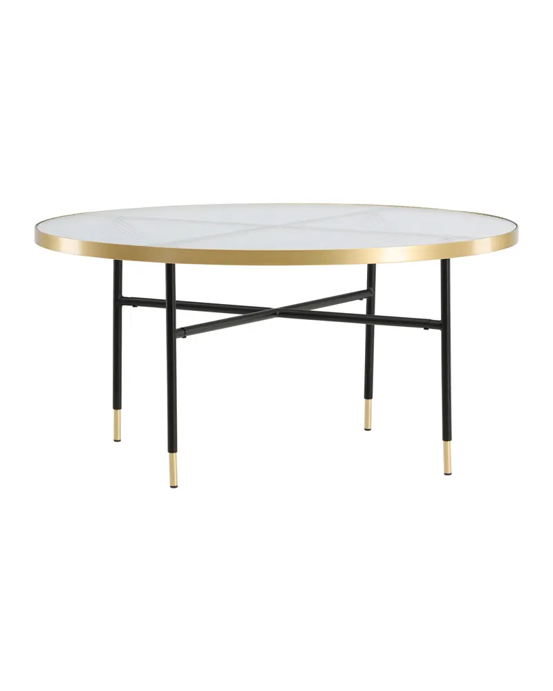 Bubbles runder Couchtisch Ø 98 cm mit Glasplatte und goldfarbenem Rand, Ansicht 5