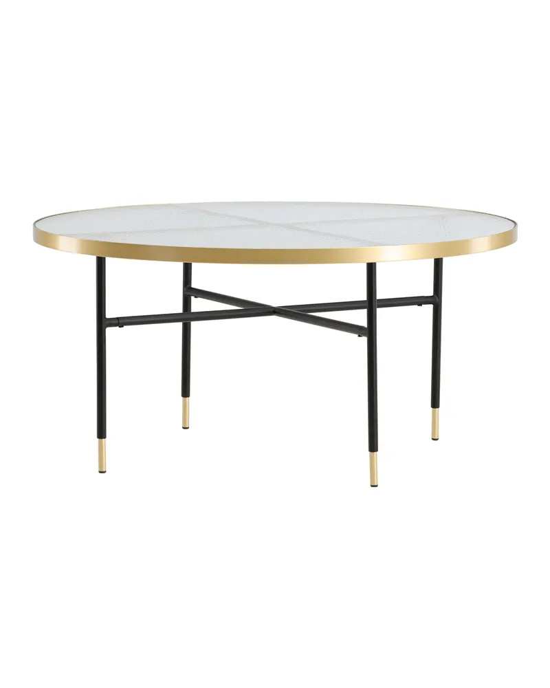Bubbles runder Couchtisch Ø 98 cm mit Glasplatte und goldfarbenem Rand, Ansicht 6