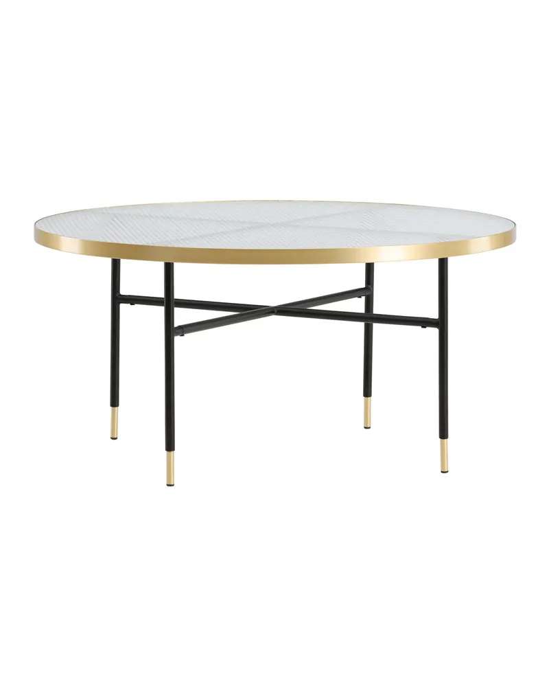 Bubbles runder Couchtisch Ø 98 cm mit Glasplatte und goldfarbenem Rand, Ansicht 8