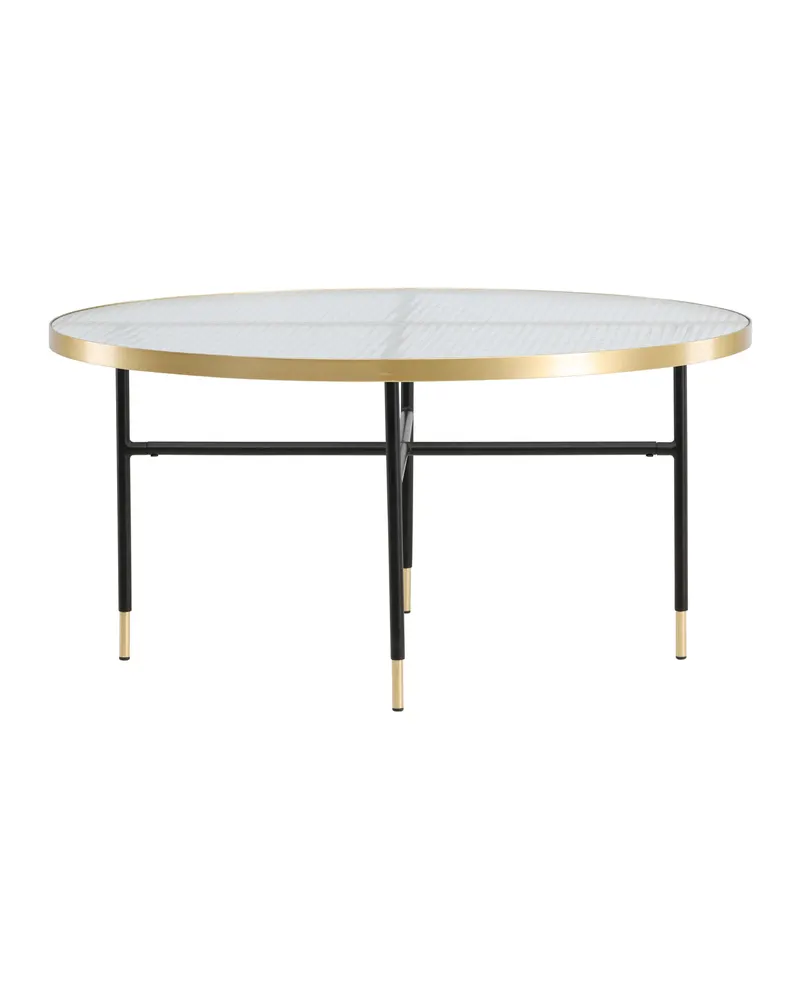 Bubbles runder Couchtisch Ø 98 cm mit Glasplatte und goldfarbenem Rand, Ansicht 2