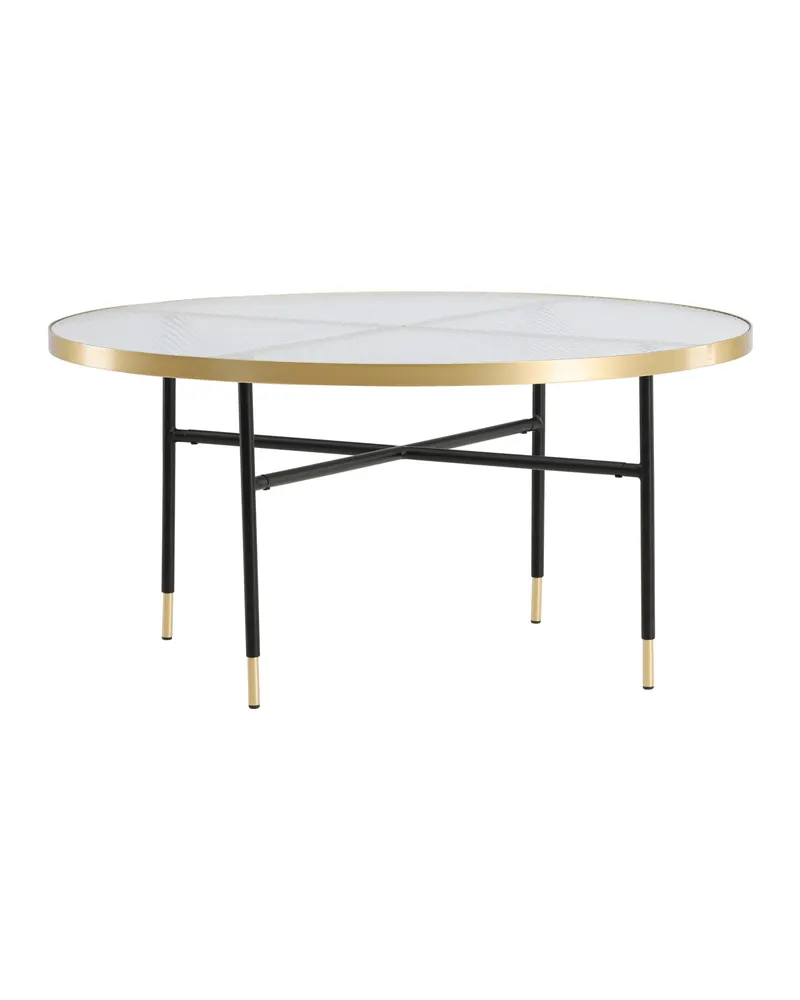 Bubbles runder Couchtisch Ø 98 cm mit Glasplatte und goldfarbenem Rand, Ansicht 11