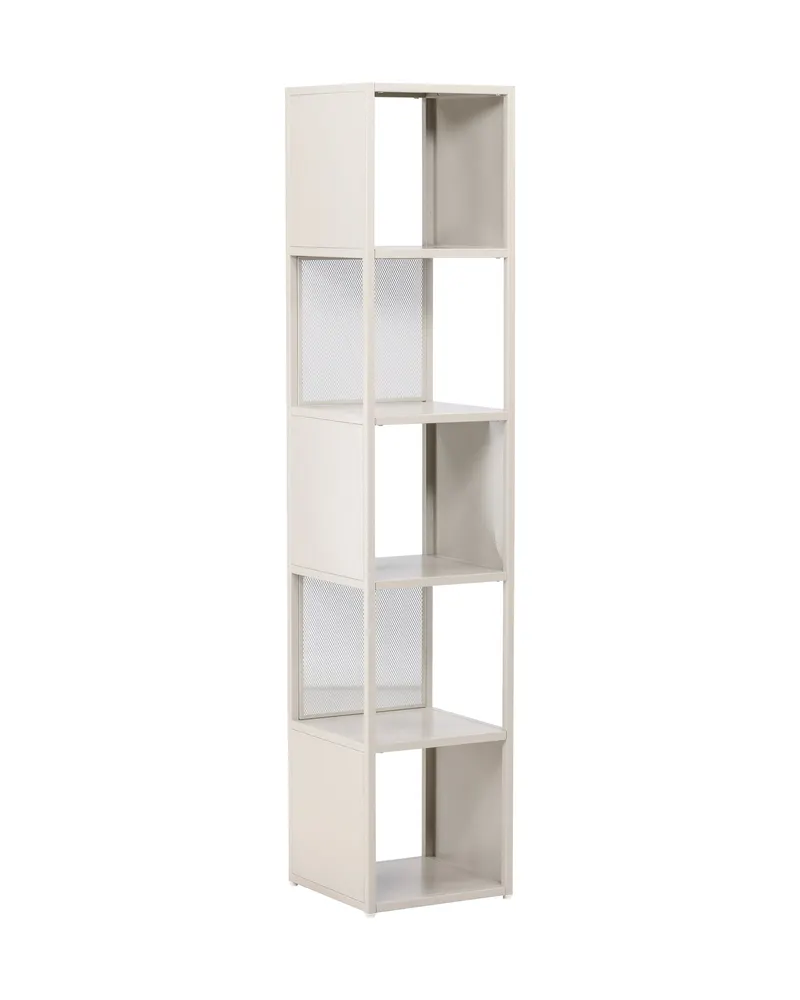 Buenos Aires schmales Bücherregal aus Stahl mit fünf Fächern, Beige