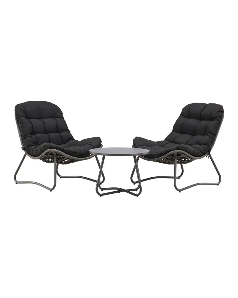 Cala Gartenlounge für 2 Personen mit rundem Tisch, Dunkelgrau