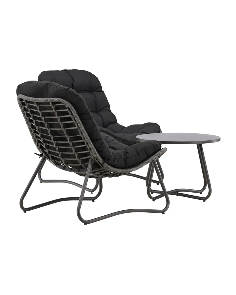 Cala Gartenlounge mit zwei Loungesesseln und rundem Tisch, Ansicht 5