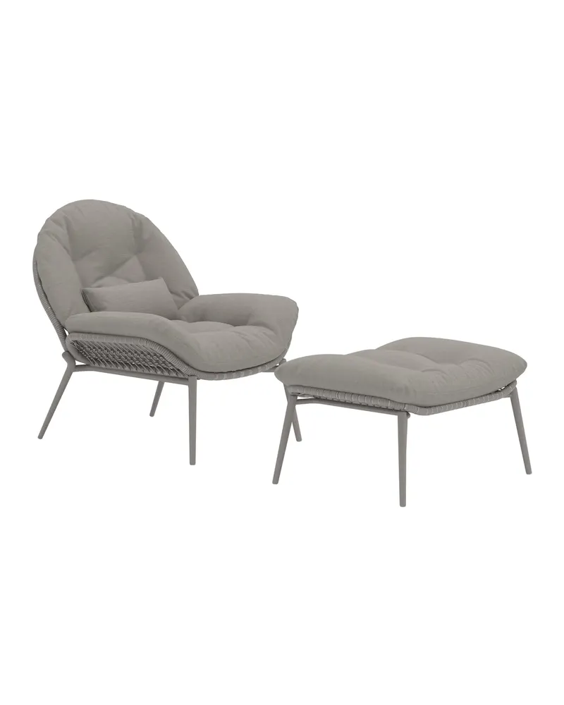Cala Outdoor-Loungesessel mit Hocker und gerundeter Lehne