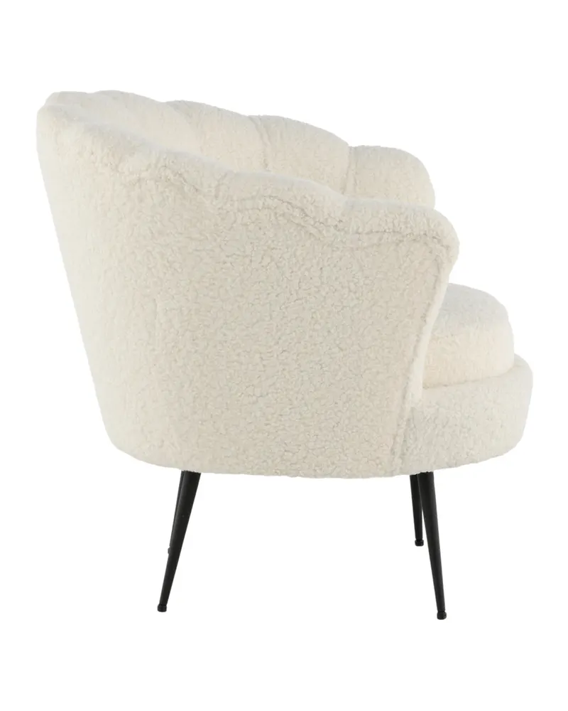 Calais Cocktailsessel in Muschelform in Weiß, Gestell Schwarz, Polyester-Teddystoff, Ansicht 10