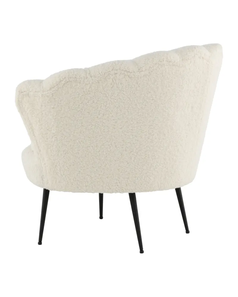 Calais Cocktailsessel in Muschelform in Weiß, Gestell Schwarz, Polyester-Teddystoff, Ansicht 5