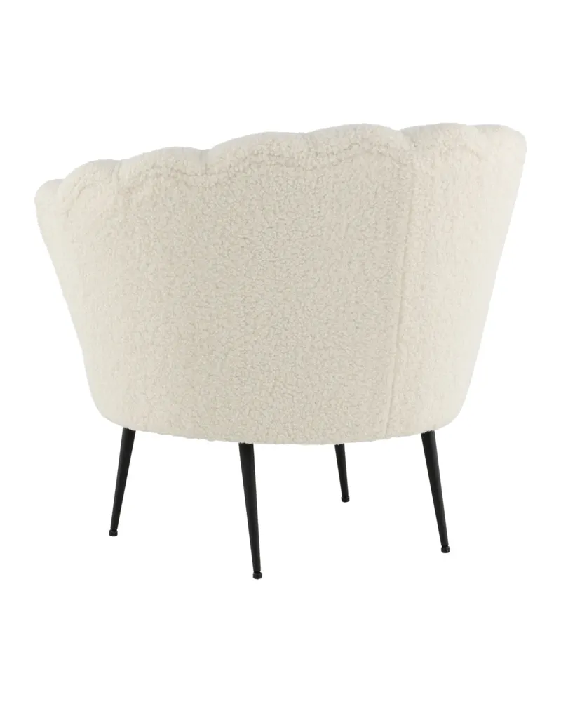 Calais Cocktailsessel in Muschelform in Weiß, Gestell Schwarz, Polyester-Teddystoff, Ansicht 6