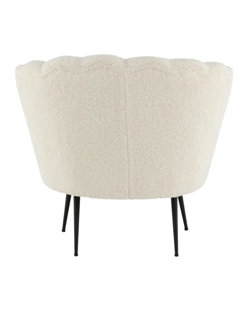 Calais Cocktailsessel in Muschelform in Weiß, Gestell Schwarz, Polyester-Teddystoff, Ansicht 7