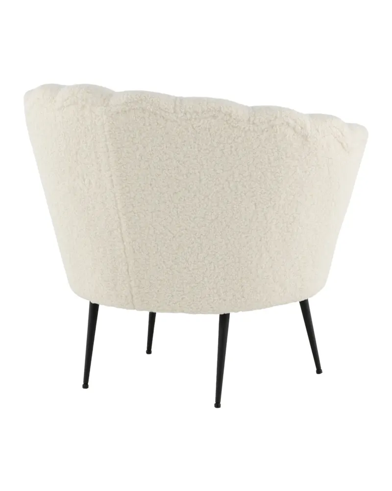 Calais Cocktailsessel in Muschelform in Weiß, Gestell Schwarz, Polyester-Teddystoff, Ansicht 8