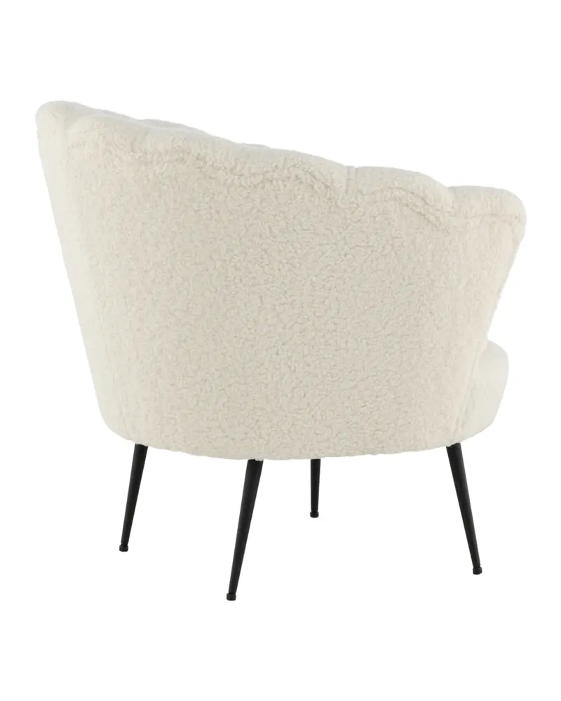 Calais Cocktailsessel in Muschelform in Weiß, Gestell Schwarz, Polyester-Teddystoff, Ansicht 9
