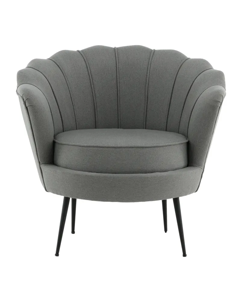 Calais Cocktailsessel in Muschelform in Grau, Gestell Schwarz, Polyester, Ansicht 1