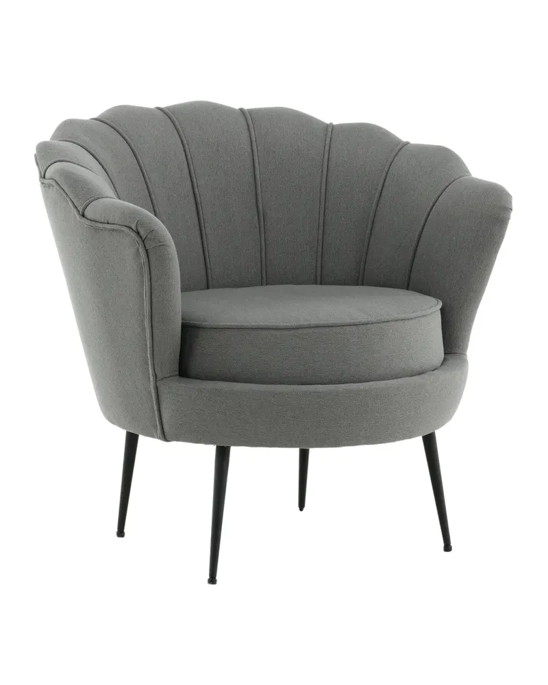 Calais Cocktailsessel in Muschelform in Grau, Gestell Schwarz, Polyester, Ansicht 12