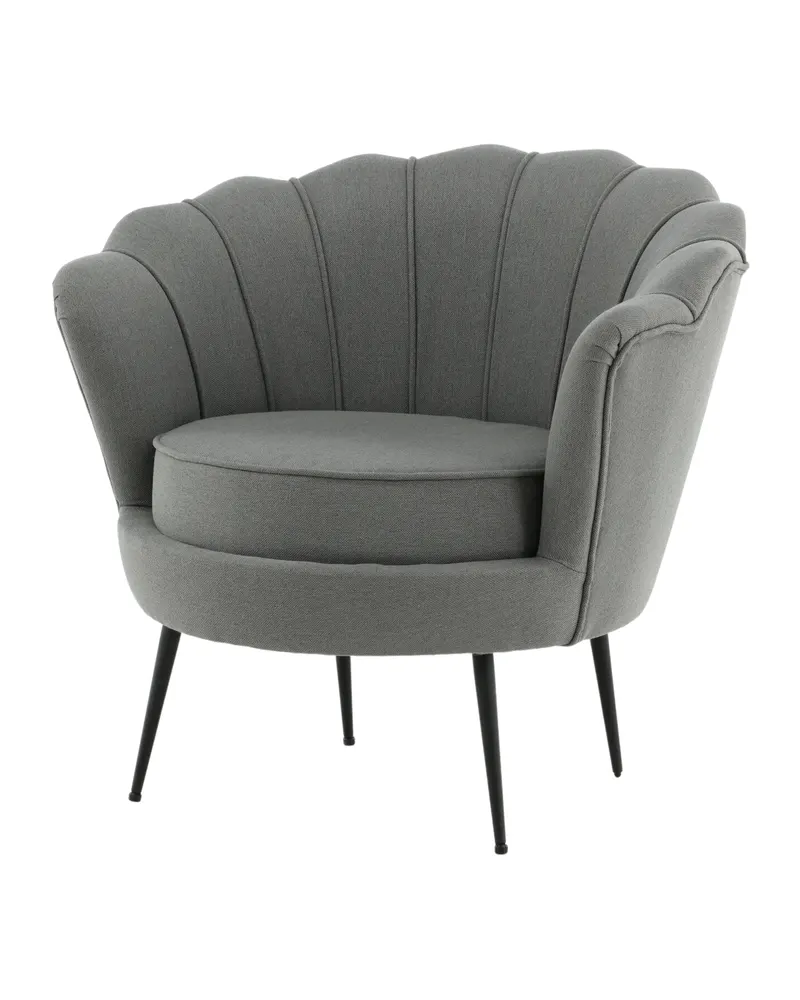 Calais Cocktailsessel in Muschelform in Grau, Gestell Schwarz, Polyester, Ansicht 2