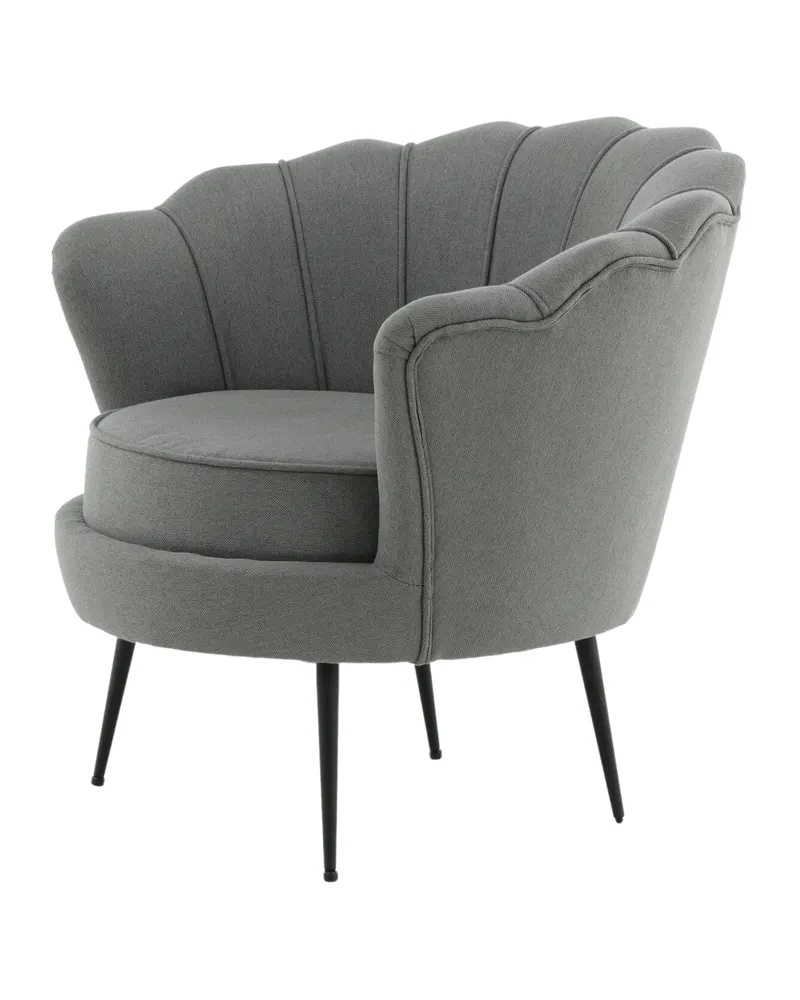 Calais Cocktailsessel in Muschelform in Grau, Gestell Schwarz, Polyester, Ansicht 3