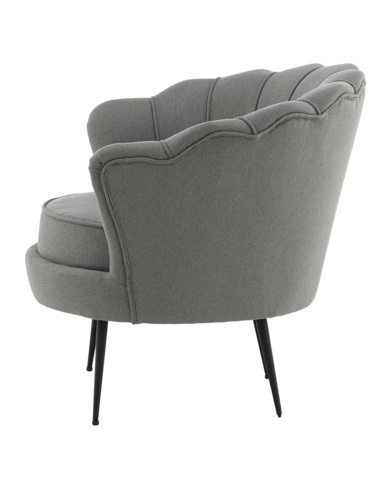 Calais Cocktailsessel in Muschelform in Grau, Gestell Schwarz, Polyester, Ansicht 4