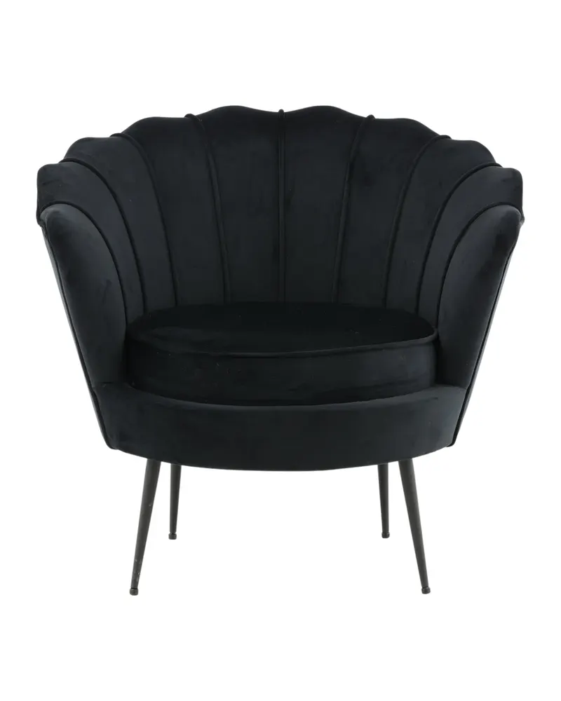 Calais Cocktailsessel in Muschelform in Schwarz, Polyester-Samt, Ansicht 1