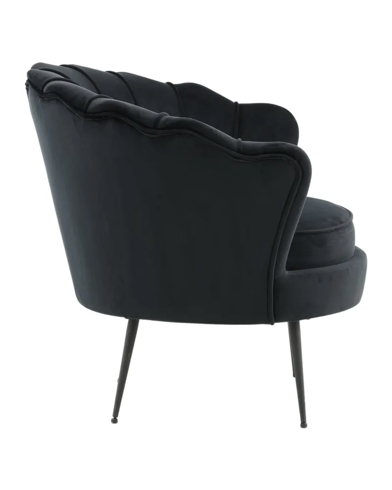 Calais Cocktailsessel in Muschelform in Schwarz, Polyester-Samt, Ansicht 10