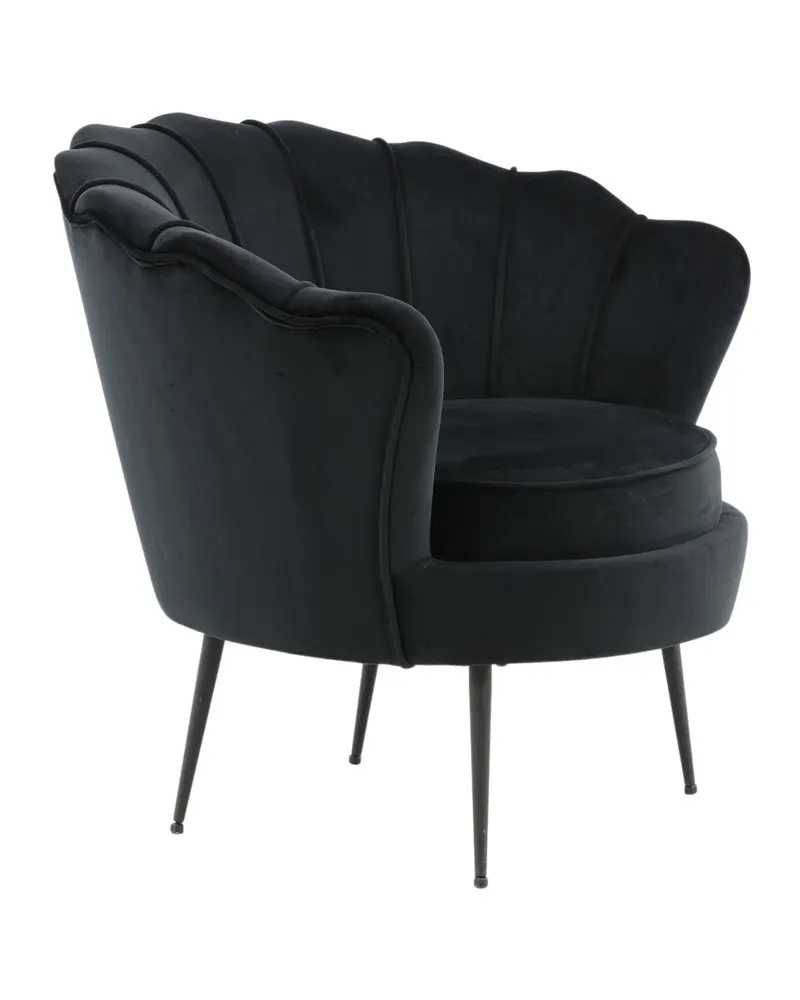 Calais Cocktailsessel in Muschelform in Schwarz, Polyester-Samt, Ansicht 11