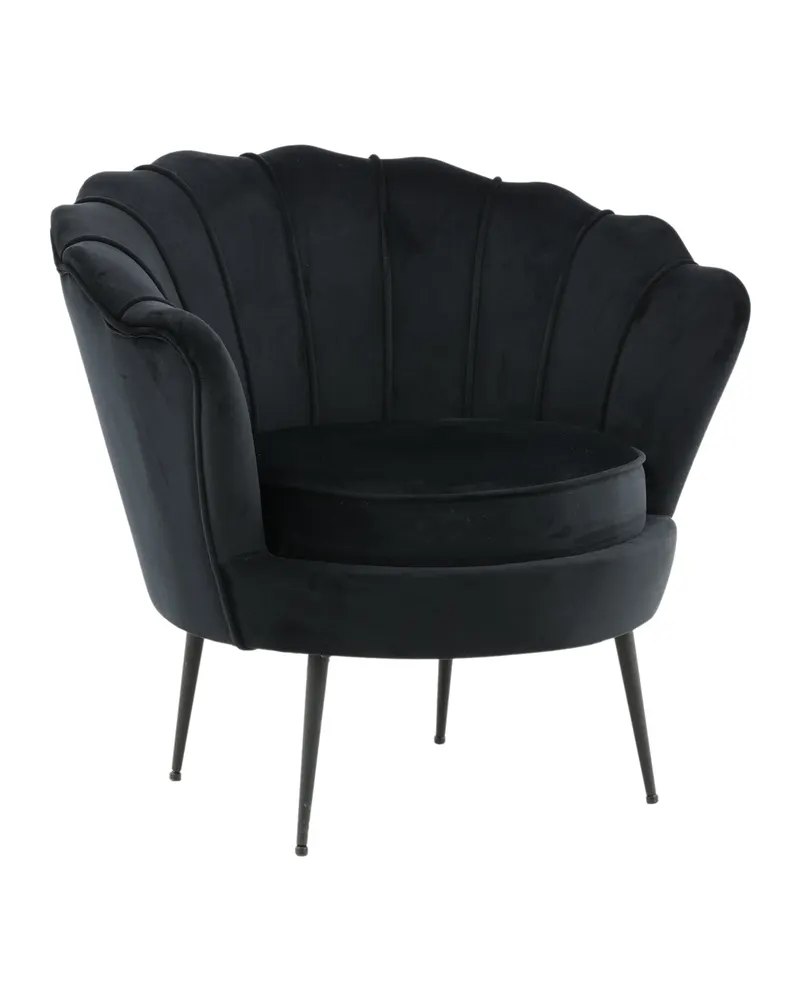 Calais Cocktailsessel in Muschelform in Schwarz, Polyester-Samt, Ansicht 12