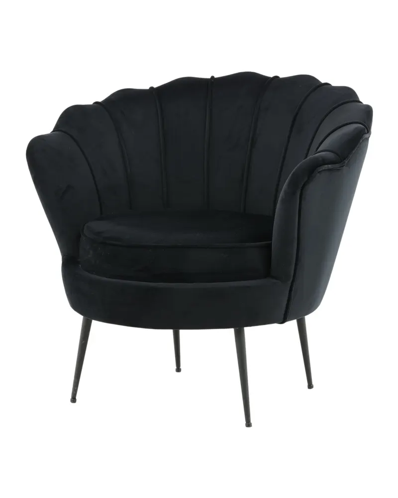 Calais Cocktailsessel in Muschelform in Schwarz, Polyester-Samt, Ansicht 2