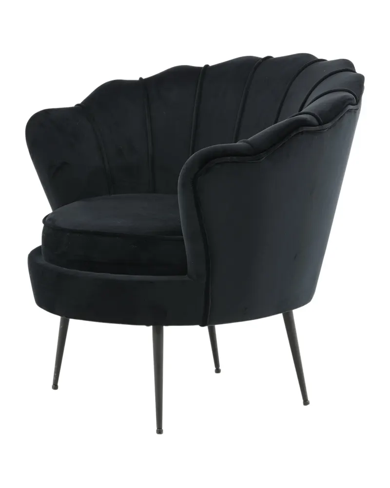 Calais Cocktailsessel in Muschelform in Schwarz, Polyester-Samt, Ansicht 3