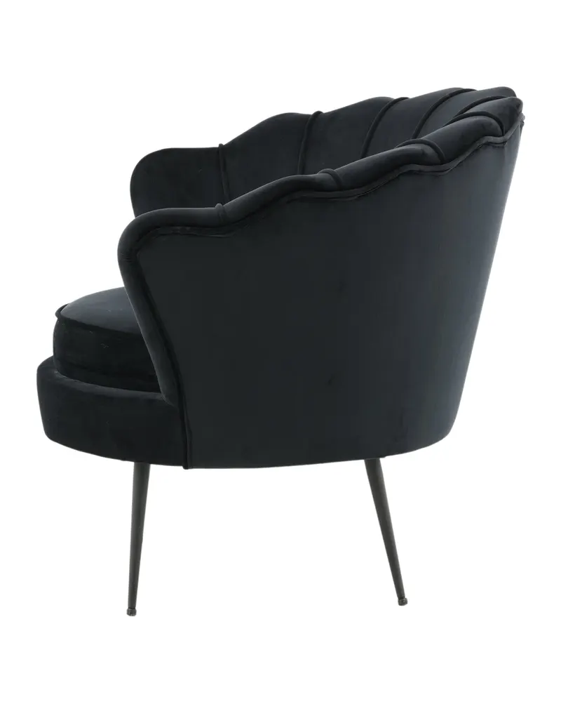 Calais Cocktailsessel in Muschelform in Schwarz, Polyester-Samt, Ansicht 4